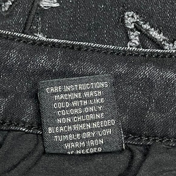 Rebel Vengeance Men 36 Straight Black Star Embroidered Jeans Punk Street Skate - Picture 9 of 10